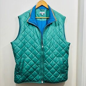 Peter Millar Warmth Quilted Golf Full Zip Puffer Balsam Green Vest Women XL